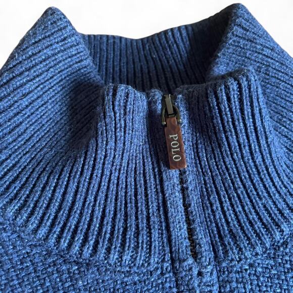 Vintage Polo by Ralph Lauren Navy Blue 3/4 Zip Sweater Large Silk Preppy Casual - Picture 4 of 8